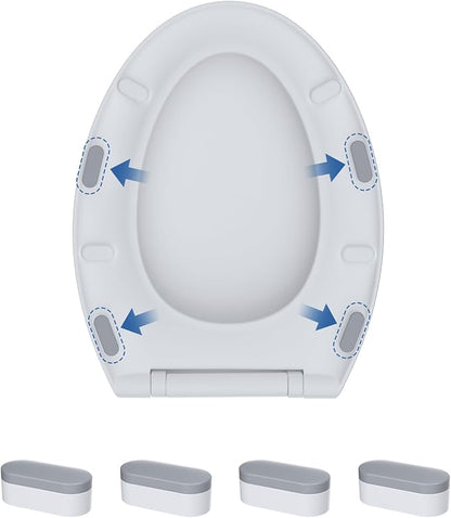 Hibbent 4 pieces Toilet Seat Bumpers for Bidet, Strong Adhesive Toilet Seat Bumpers for Use with Bidet Attachment, Universal Buffer Toilet Lid Bumpers, Grey