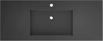 SJ Star&Jane 48" x 19" Solid Surface Bathroom Sink, Wall-Mount or Countertop Vessel Sink, Rectangle Floating Vanity Sink in Matte Black, Durable Modern Design