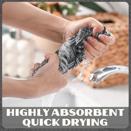 HunnmingRe 4 Pack Boho Hand Towel for Kitchen, Black,White