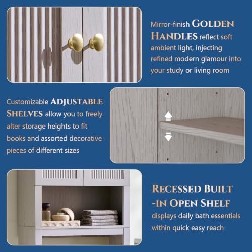 72" Over The Toilet Storage Cabinet, Bathroom Storage Cabinet, Light Grey
