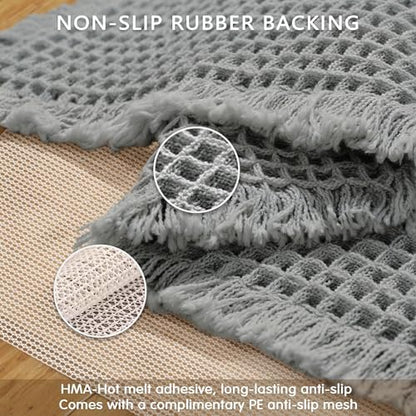 SUBRTEX Waffle Braided Bath Mat, 24" x 36" Soft Waffle Bath Rugs, Absorbent Non Slip Bathrooom Mats, Machine Washable Area Rug for Bathroom, Quick Dry, Gray