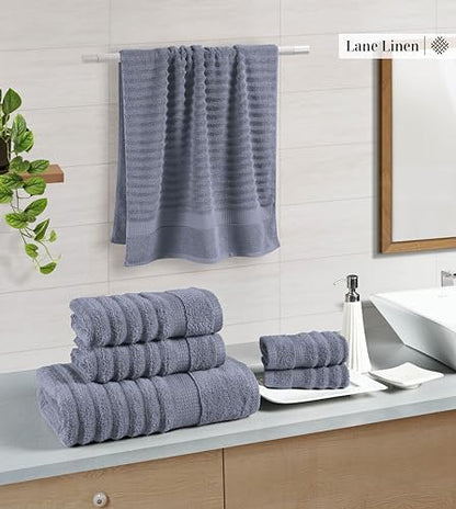 LANE LINEN Towel Set for Bathroom Soft Absorbent Quick Dry - Cool Grey