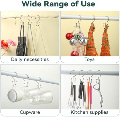 Goowin Shower Curtain Hooks, 12 Pcs Shower Curtain Rings, Durable Shower Curtain Rings Rust Proof, Double Glide Shower Rings for Curtain, Simple Shower Hooks for Shower Curtain & Liner, Brush Nickel