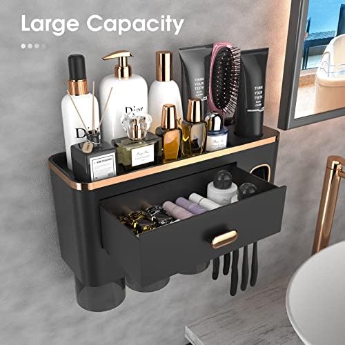 iHave Toothbrush Holders Bathrooms Wall Mount Toothpaste Dispenser & 3 Cups