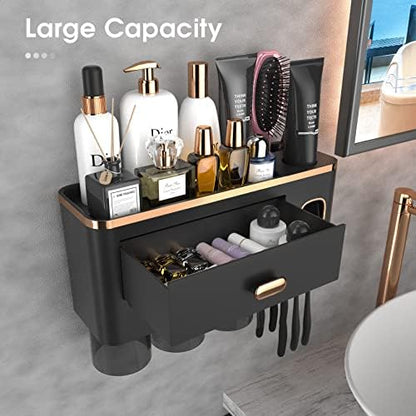 iHave Toothbrush Holders Bathrooms Wall Mount Toothpaste Dispenser & 3 Cups