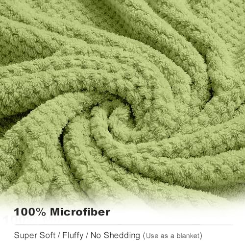8-Piece Bath Towel Set, 2 Extra Large Bath Towel Sheets, 2 Hand Towels and 4 Washcloths - Highly Absorbent Quick Dry Microfiber,Ultra Soft Towel Set for Bathroom, Waffle Weave, Pack of 8 (Olive)