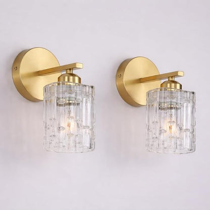 2-Pack 1-Light Modern Matte Black Crystal Wall Sconces, Hardwired Indoor Bathroom Vanity Light Fixtures, Crystal Over Mirror Lamps for Living Room, Bedroom, Hallway
