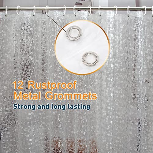 Bostofy EVA 3D Waterproof Shower Curtain Liner, Clear Extra Long Bathroom Shower Liner with Rustproof Metal Gromments and Weighted Magnet,72”Width x 84”Length
