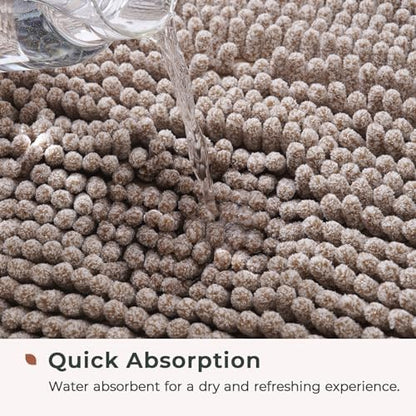 FRESHMINT Large Chenille Bathroom Rugs Mat 36"x24", Non-Slip Bath Mat for Bathroom Floor & Bathtub, Washable Shower Shag Bath Rugs, Soft Thick Water Absorbent Microfiber Shower Mat, Taupe Heather