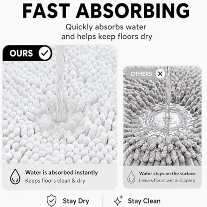 Bathroom Rugs Sets 2 Piece,Super Absorbent Soft,Thick,Machine Washable Chenille Bath Mat,Non Slip Toilet Floor Rug,Bath Mats for Bathroom,20x32 Plus 20x20 U Shape,White