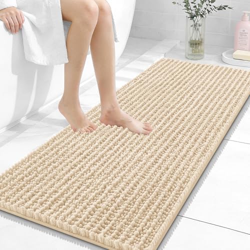 OLANLY Bathroom Runner Rugs 47x20, Thick Soft Absorbent Chenille Bath Rugs