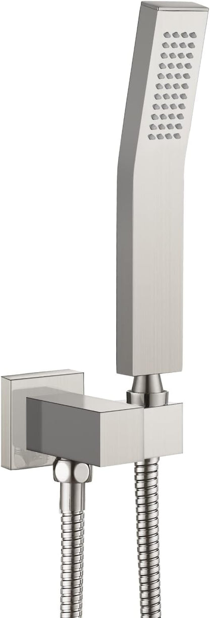 Heyalan Hand-held Shower Head Set-SUS304 Handheld Shower, Brushed Nickel | SUS304 stainless steel wand, curved-style design, single rain spray, 59-inch long hose and standard 1/2-inch connection