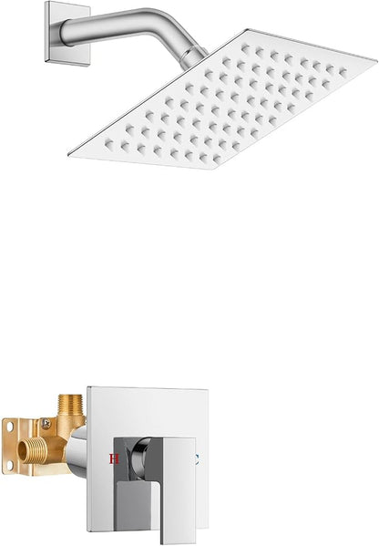 Airuida Shower Faucet Set,6 Inch Shower Valve Kit,Chrome Polish | Male Threads,Rough-in Valve Shower Trim Kit,Single Handle Control Shower Set