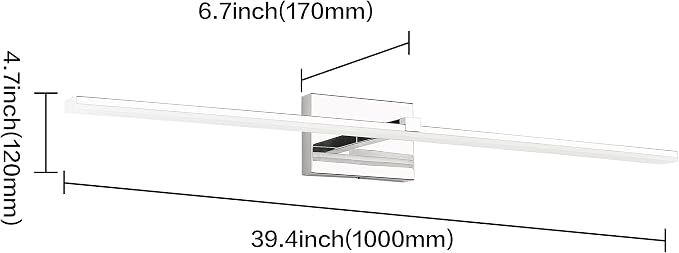 Modern Bathroom Light Fixture - Chrome LED Dimmable Vanity Light Bar 40 Inch Bathroom Light Fixtures Over Mirror 6000K Cool Whtie