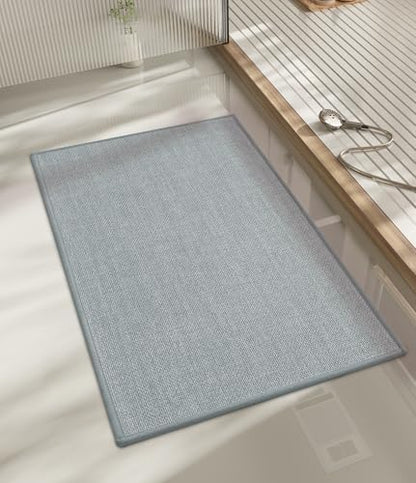 chakme Bathroom Rugs Mat 32x17, Ultra Thin Non Slip Bath Mat Quick Dry Absorbent Bath Mat for Bathroom Floor, (Light Grey, 32"x17")