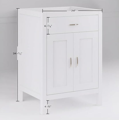 White 24" Width Freestanding Bath Vanity Tip-Out Drawer Sink Base Cabinet Without Top (White Newport, 24" Wx21 Dx34.5 H)
