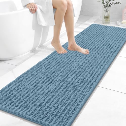 OLANLY Bathroom Runner Rugs 59x20, Thick Soft Absorbent Chenille Bath Rugs