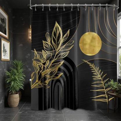 Black and Gold Shower Curtain, 72x72 in, Mid Century Modern Cool