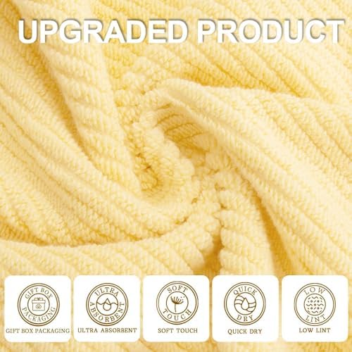 VOOVA & MOVAS Bath Towels 4PC, 100% Cotton, 30x56 in, Yellow