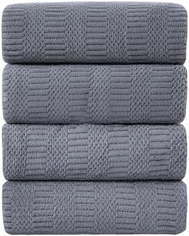 Ycosy 4 Pack Extra Large Microfiber Bath Towels Set,35x70 inches,600GSM,Less Lint Highly Absorbent Super Soft & Quick Dry,Oversized Bath Towels,Perfect for Bathroom Gym Pool,Grey