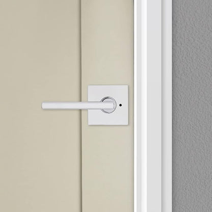 Kwikset Halifax Interior Privacy Door Handle with Lock, Door Lever For Bathroom and Bedroom, Polished Chrome Reversible Keyless Push Button Lock Door Lever