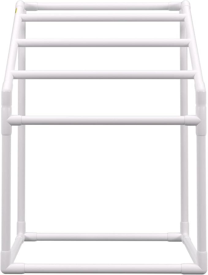 VEVOR Pool Towel Rack, 5 Bar, White, Freestanding Outdoor PVC Trapedozal Poolside Storage Organizer, Include 8 Towel Clips, Mesh Bag, Hook, Also Stores Floats and Paddles, for Beach, Swimming Pool