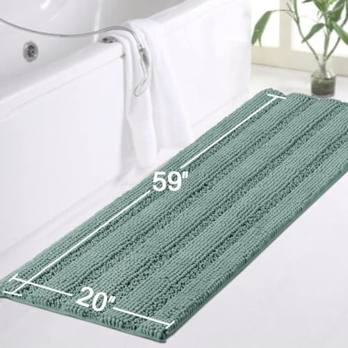 Turquoize Bathroom Runner Rug 20"x59", Soft Absorbent Chenille Bath Rug