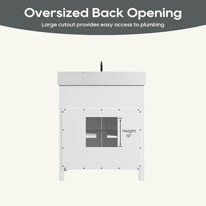 30 Inch Bathroom Vanity with Sink, Farmhouse Bathroom Sink Cabinet with Adjustable Feets, Solid Wooden Frame Single Sink Bathroom Vanity with Soft Closing Doors, Apron Farm Sink, White