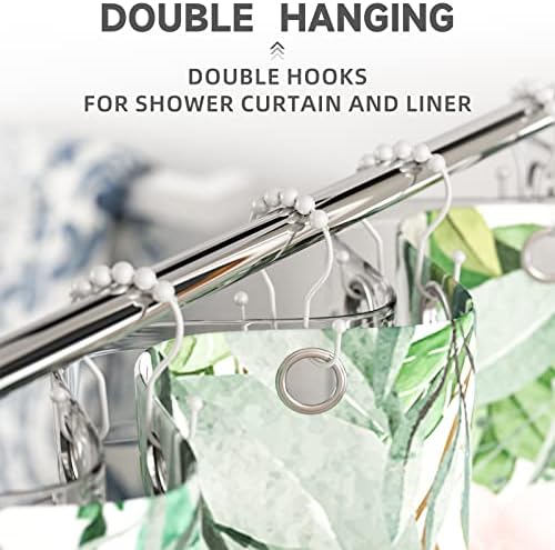 Bathway White Shower Curtain Hooks and Rings - Rust Proof, Smooth Glide, Double Hooks, 12 Pcs