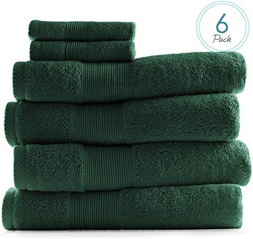 Hearth & Harbor Bath Towels for Bathroom - 100% Ring Spun Cotton Luxury Bathroom Towels - Ultra Soft & Highly Absorbent, Bath Towels Set of 6 - Hunter Green