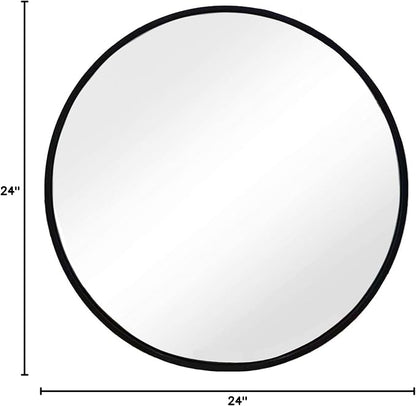 Black Round Mirror, Round Mirror 24 inch, Matte Black Metal Frame | High Definition, Rust-resistant, Waterproof, Circle Mirror for Bathroom, Bedroom, Entryway, Living Room, Wall Décor