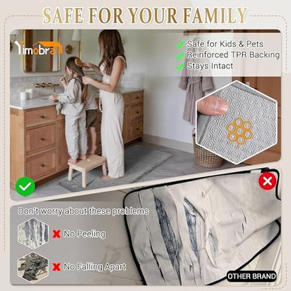 Yimobra Bathroom Rugs Non Slip Washable, Fluffy Bath Mat, 24x17, Pure Gray