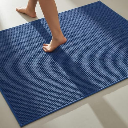 TYUU Large Bathroom Rugs Non Slip Washable Bath Rugs Super Absorbent Bathroom Rug Thin Quick Dry Low Pile Bath Mats, Navy Blue 36"x60"