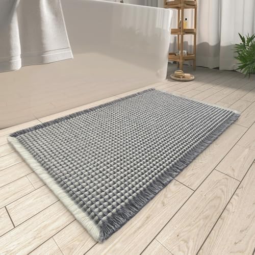 Upgraded Waffle Bath Mat Ultra Absorbent Non Slip Bathroom Mat, 20" x 32"