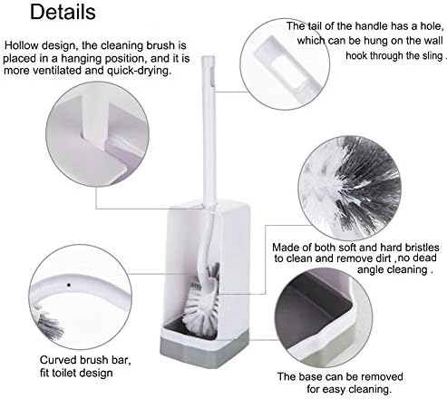 Marbarsse Bathroom Toilet Bowl Brush and Holder, Curved Design Toilet Brush for Deep Cleaning Under Rim, Best Toilet Brush Set, Easy Handy CompactToilet BowlCleaner Brush for Bathroom, 1 Pack