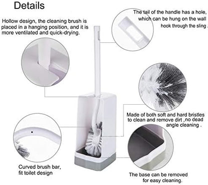 Marbarsse Bathroom Toilet Bowl Brush and Holder, Curved Design Toilet Brush for Deep Cleaning Under Rim, Best Toilet Brush Set, Easy Handy CompactToilet BowlCleaner Brush for Bathroom, 1 Pack