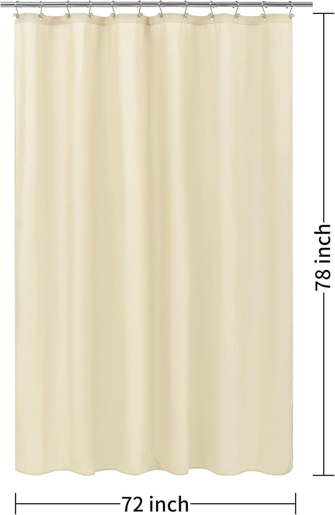 ALYVIA SPRING 72x78 Long Waterproof Fabric Shower Curtain or Liner Cream | 3 Magnets, Soft Cloth & Hotel Quality, Machine Washable, Light-Weight, Long Size