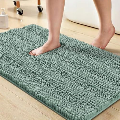 Turquoize Bathroom Rug 20"x32", Soft Chenille Bath Rug, Duckeggshell Blue