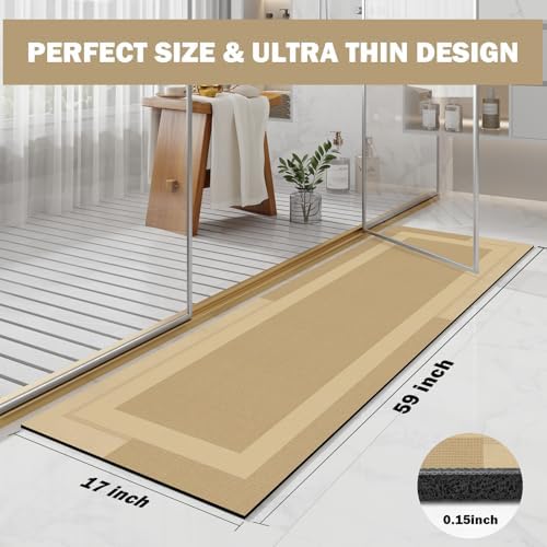 YDKGL Non Slip Bath Mat Long Ultra Thin Bathroom Rugs Runner Fit Under Door