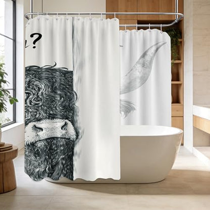 Extra Long Shower Curtain Highland Cow Clawfoot Tub, 108 x 72 in