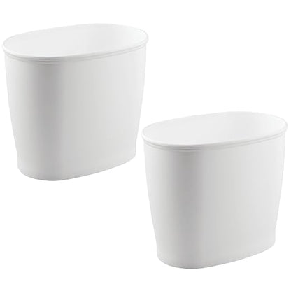 iDesign Slim Plastic Bathroom Trash Can, 2-Pack, White | Small Garbage Bin, For Bedroom, Office, Desk, Dorm