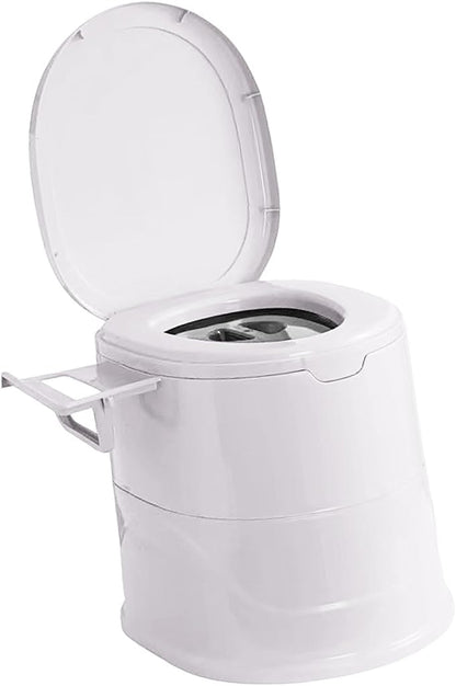 Portable Toilet for Camping, Indoor Outdoor Commode with 2 Detachable Inner Bucket, Removable Paper Holder, Toilet Brush, Travel Toilets for Camping, Hiking, Boat, Van, Emergency Use (White2)