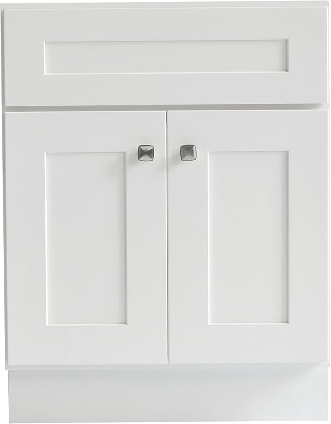 Design House Brookings Bathroom Vanity, 24", White | Adjustable Hinges, Freestanding, Contemporary/Modern, Wood, Bath, 586925