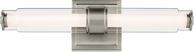 Kichler Laurene LED Bath Bar Light, Brushed Nickel | Linear vanity light with clear glass for mirrors and vanities (18.5" x 5"), 55237NILED