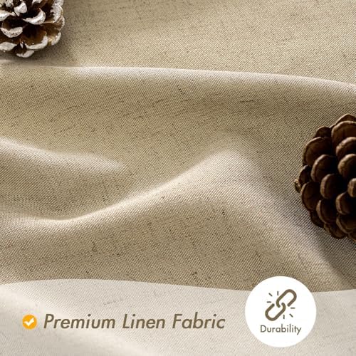MIULEE W72*L96 Extra Long Linen Shower Curtain Khaki 12 Metal Hooks