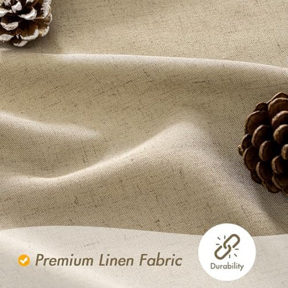 MIULEE W72*L96 Extra Long Linen Shower Curtain Khaki 12 Metal Hooks