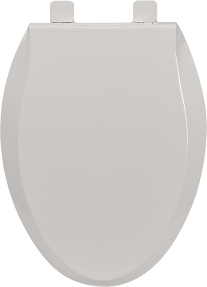 Elongated Toilet Seat for Adult and Child, 19" Biscuit Built-In Potty Training, Soft Quiet Close Non-Slip Design with Magnetic Children's Seat and Cover for Elongated Oval Toilets, Easy Install