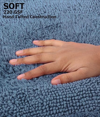 COTTON CRAFT Bath Rugs - 2 Pack Large 20x30 Plush Bath Mats - Azure Blue