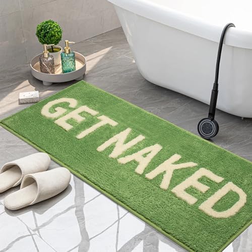 KOEXM Long Bathroom Rugs Runner 18" x 47", Sage Green Get Naked Bath Mat
