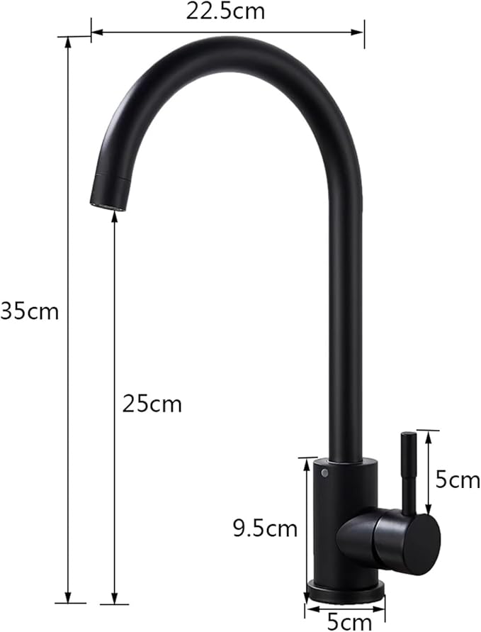 Stainless Steel Black Kitchen Faucet 360° Swivel Deck Mount Mixer Tap Hot & Cold Water Modern Bathroom Vanity Crane for Stylish Sink Upgrade，Chrome a